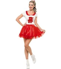 Sandy Cheerleader Costume, Red & White