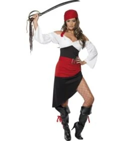 Sassy Pirate Wench Costume With Skirt, Black