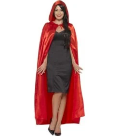 Satin Hooded Cape, Red