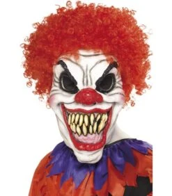 Scary Clown Mask, White & Red