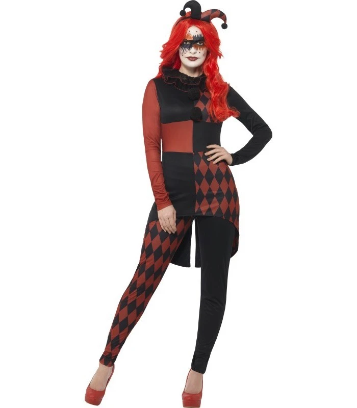 Sinister Jester Costume, Black & Red 1 Sinister Jester Costume, Black & Red