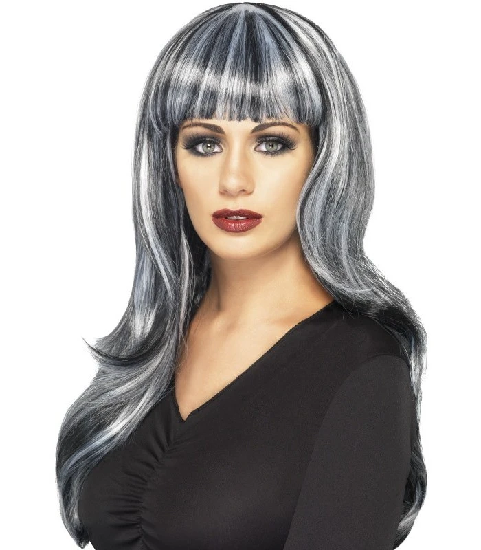 Sinister Siren Wig, Black & Grey 1 Sinister Siren Wig, Black & Grey