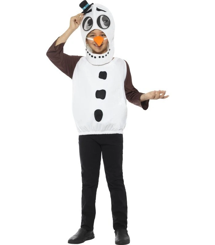 Snowman Costume, With Tabard, Carrot Nose, White 1 Snowman Costume, With Tabard, Carrot Nose, White