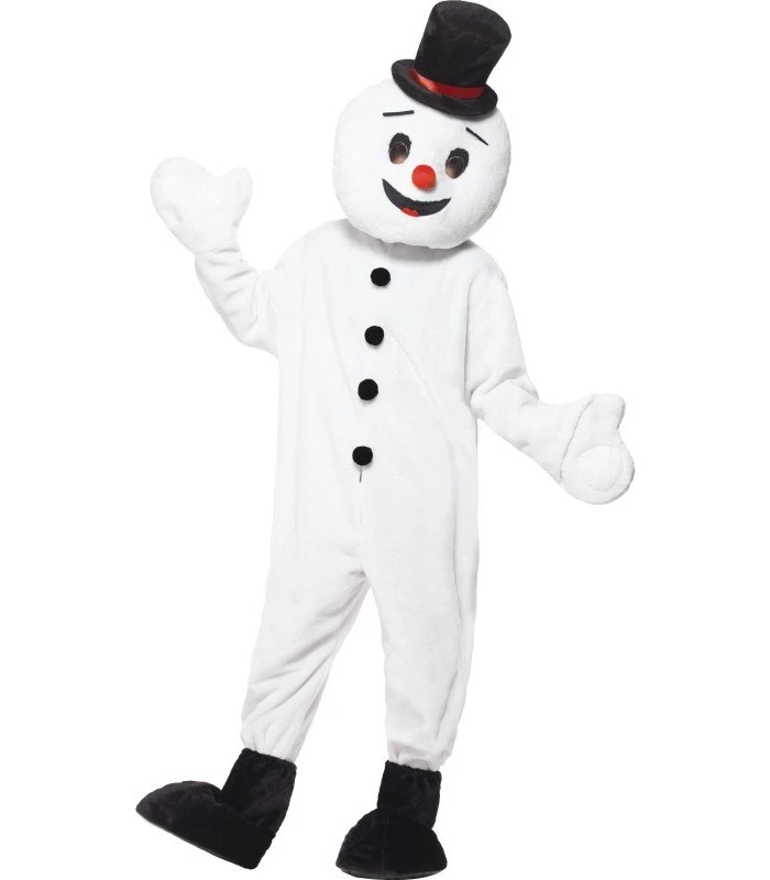 Snowman Mascot Costume, White 1 Snowman Mascot Costume, White