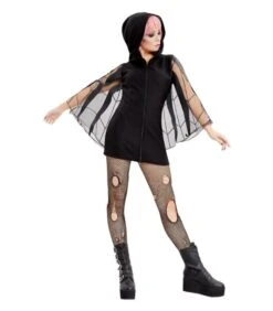 Spider Zip Up Jumper Dress, Black