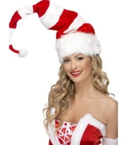 Striped Santa Hat, Red & White