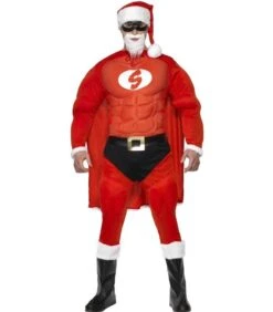 Super Fit Santa Costume & Beard, Red