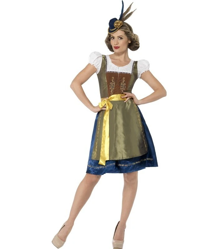 Deluxe Traditional Heidi Bavarian Costume, Green 1 Deluxe Traditional Heidi Bavarian Costume, Green