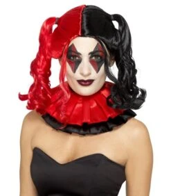 Twisted Harlequin Wig, Black & Red