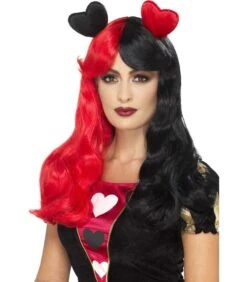 Two Tone Cosplay Wig, Red & Black