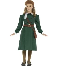 WW2 Evacuee Girl Costume, Green