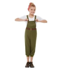WW2 Little Land Girl Costume, Green