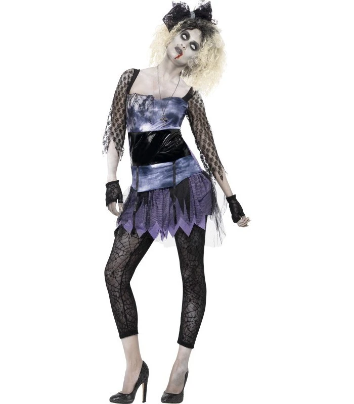 Zombie 80s Wild Child Costume, Black 1 Zombie 80s Wild Child Costume, Black
