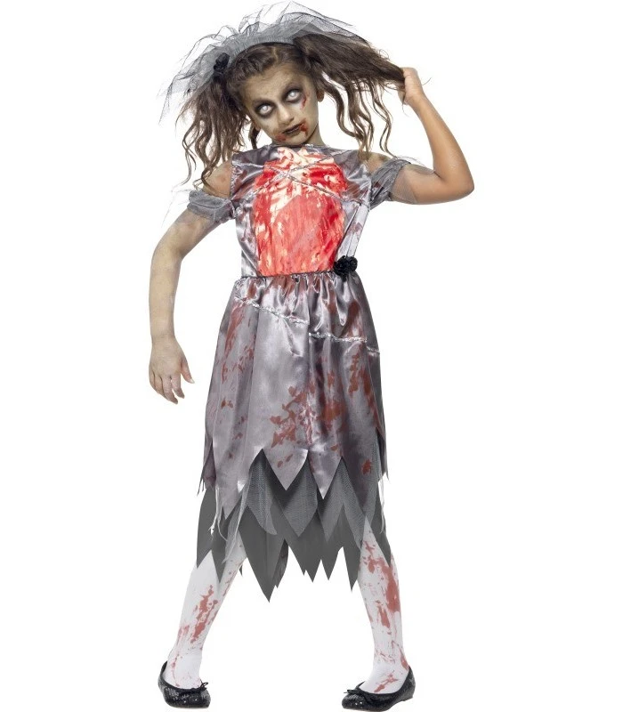 Zombie Bride Costume, Grey 1 Zombie Bride Costume, Grey