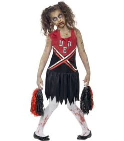 Zombie Cheerleader Costume, Red & Black