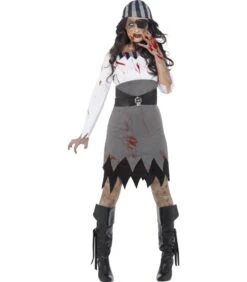 Zombie Pirate Lady Costume, Grey