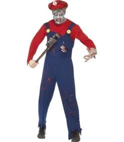Zombie Plumber Costume, Red & Blue