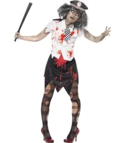 Zombie Policewoman Costume, Black & White