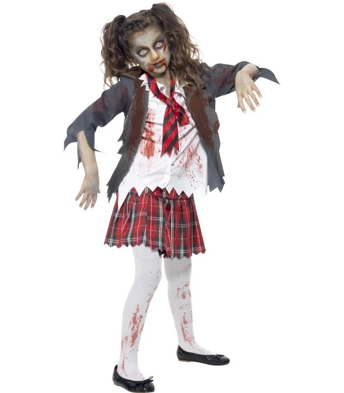 Zombie School Girl Costume, Grey 1 Zombie School Girl Costume, Grey