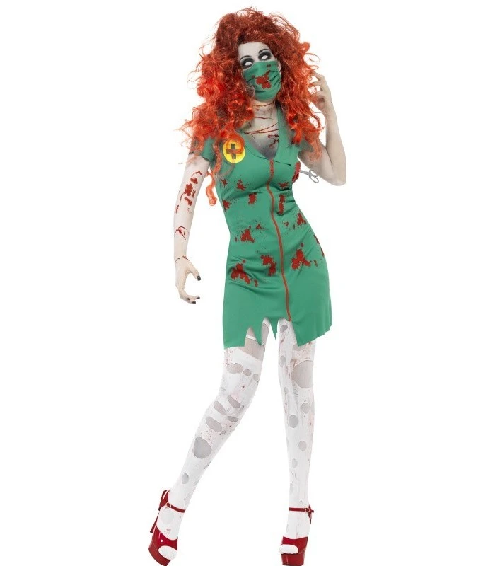 Zombie Scrub Nurse Costume, Green 1 Zombie Scrub Nurse Costume, Green